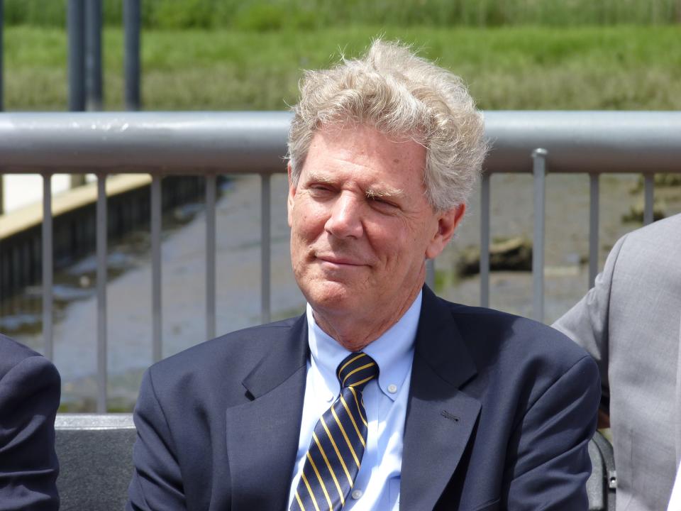 Congressman Frank Pallone at the ribbon-cutting ceremony for Carteret's new marina.