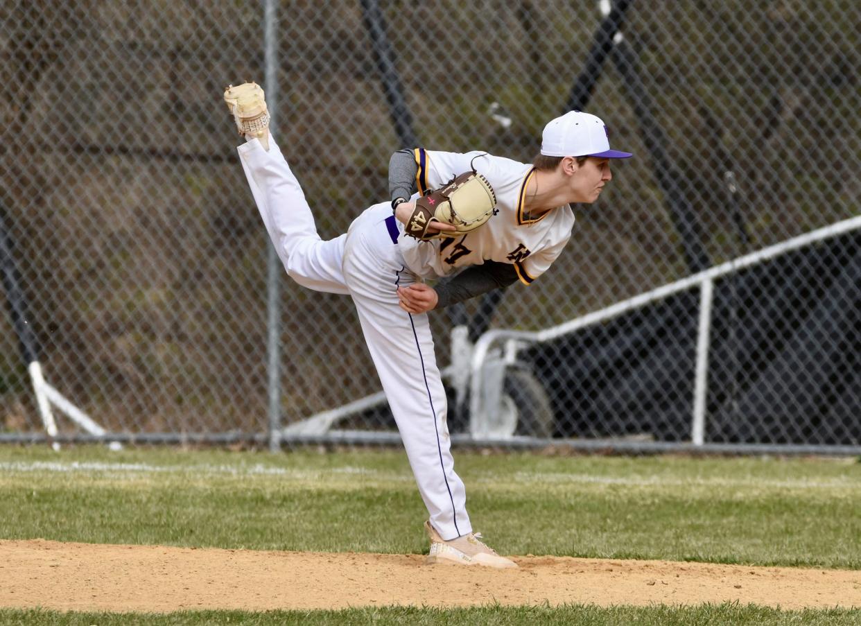 Upper Moreland's Nick Simons follows through during his no-hitter against Abington.