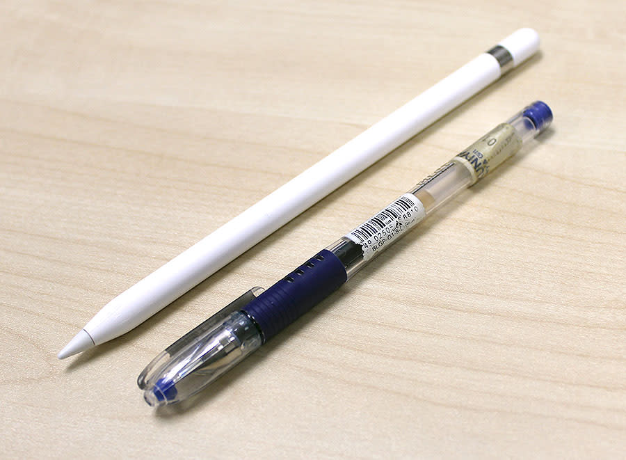 The Apple Pencil looks and feels like a regular pen.