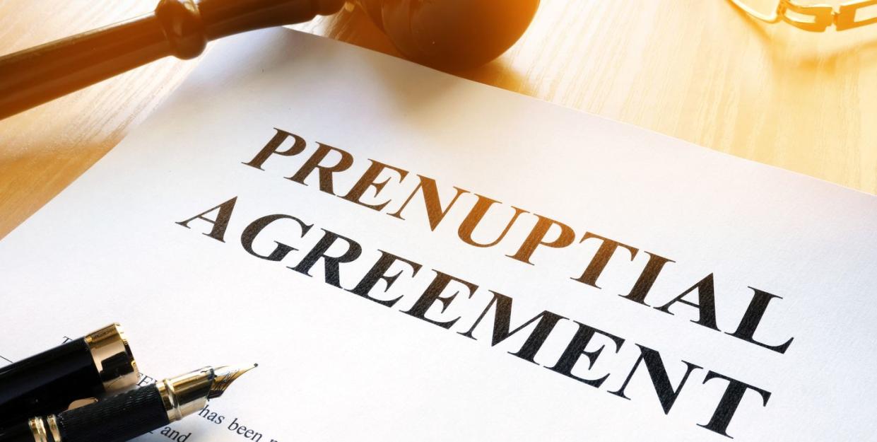 prenuptial agreement on a table