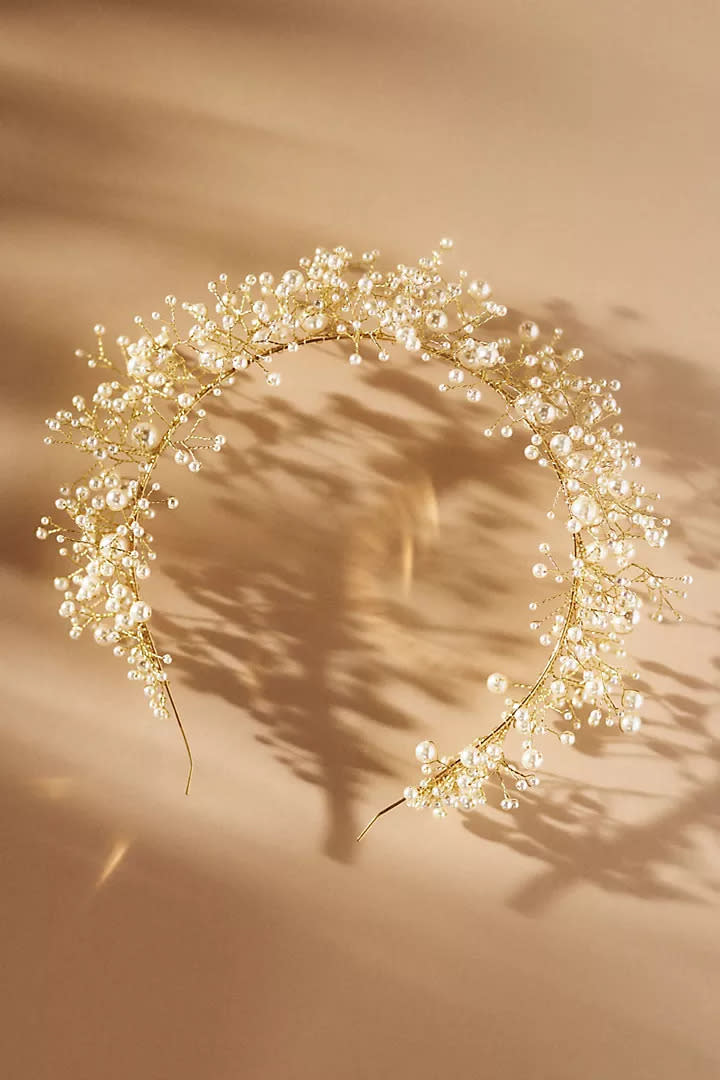 Twigs & Honey Pearl Opulence Bridal Tiara. Image via Anthropologie.