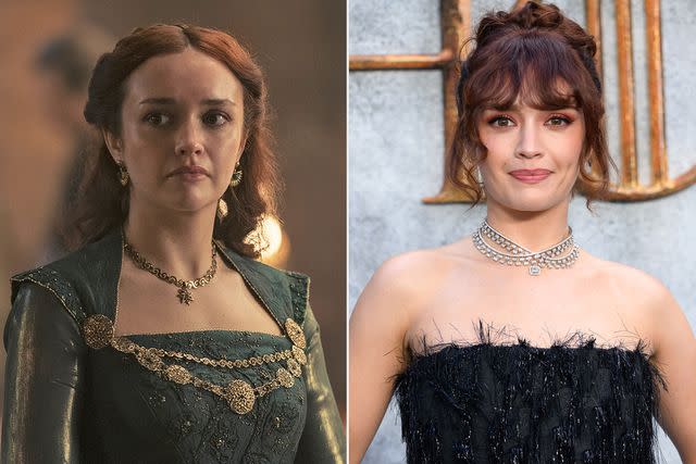 <p>Ollie Upton/HBO; Karwai Tang/WireImage</p> Olivia Cooke as Alicent Hightower in House of the Dragon