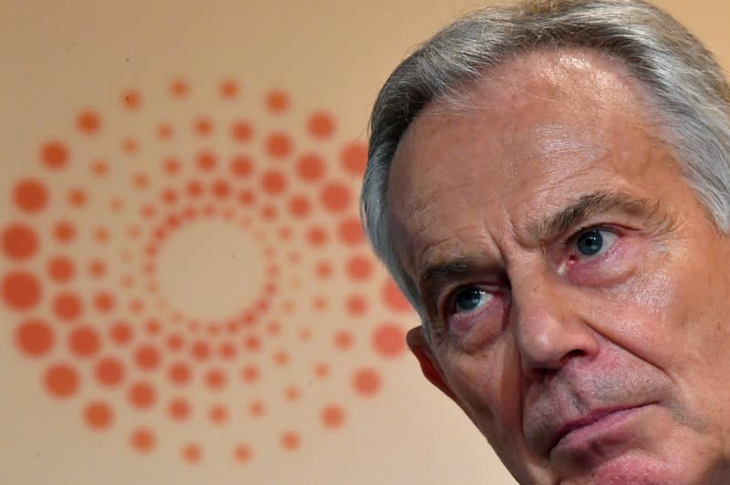 Former British PM Blair speaks at a Reuters Newsmaker event in London