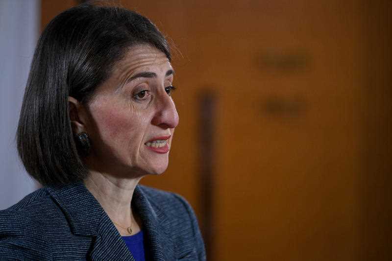 NSW Premier Gladys Berejiklian addresses media during a press conference following a keynote speech to CEDA in Sydney.