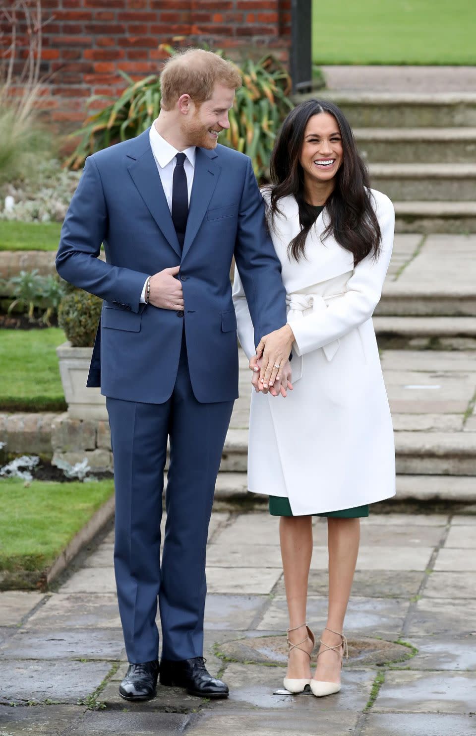 Meghan said in the interview that she was astounded at Prince Harry’s “thoughtfulness” and kept glancing at the massive sparkler. Photo: Getty Images