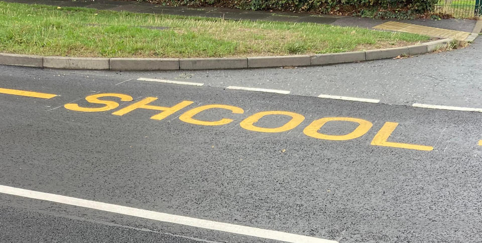 'SCHOOL' was spelt wrong outside Brighton's Portslade Aldridge Community Academy. (SWNS)