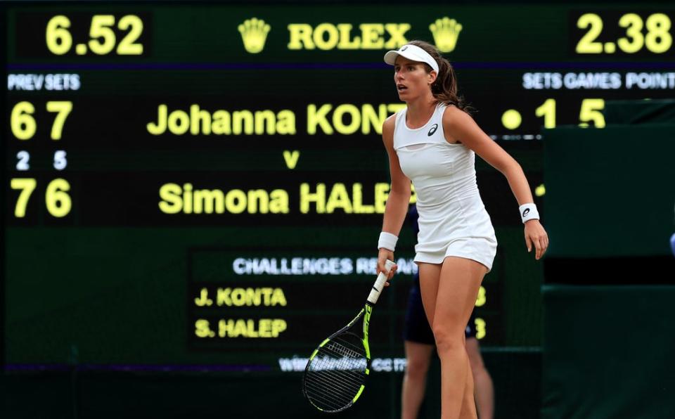 Konta was inspired in her victory at Wimbledon against Halep (Adam Davy/PA)