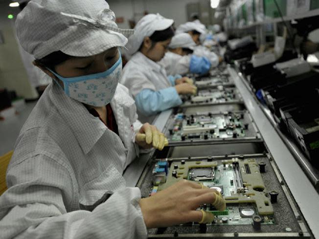 Foxconn assembly line workers