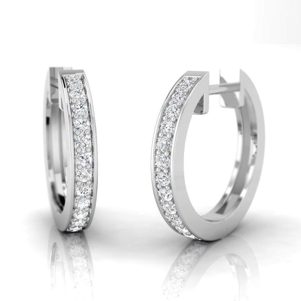 Pristine Fire 1/4 Carat Natural Diamond Sterling Silver Huggie Earrings (Photo: Amazon)