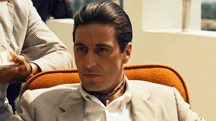 Al Pacino as Michael Corleone looking serious in The Godfather Part II.