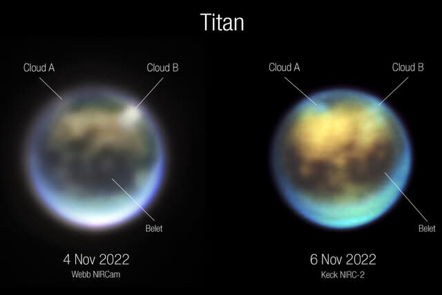 Titan Webb NIRCam and Keck NIRC-2