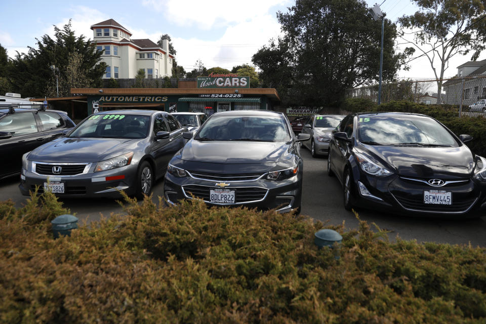 EL CERRITO, CALIFORNIA - MARCH 15: Used cars sit on the sales lot at Autometrics Quality Used Cars on March 15, 2021 in El Cerrito, California. Used car prices have surged 17 percent during the pandemic and economists are monitoring the market as a possible indicator of future increased inflation in the economy overall. (Photo by Justin Sullivan/Getty Images)