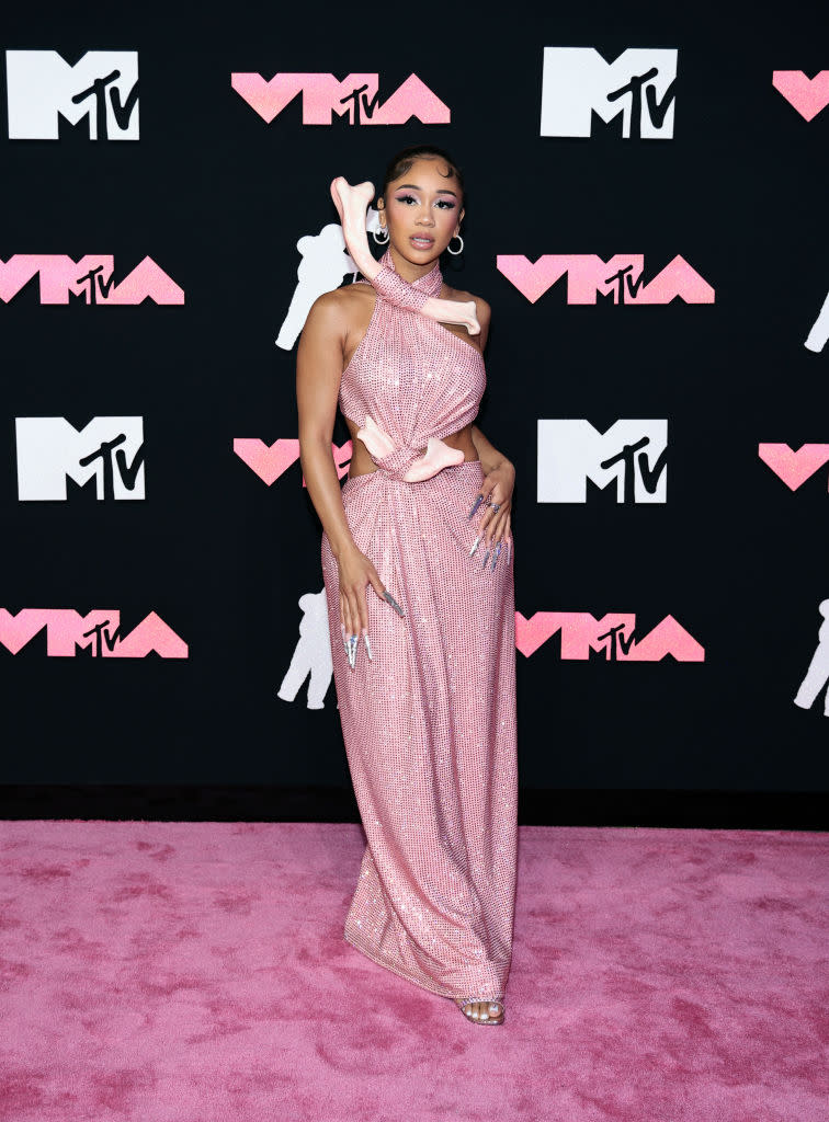 Saweetie arrives at the 2023 MTV Video Music Awards. (Dimitrios Kambouris/Getty Images)