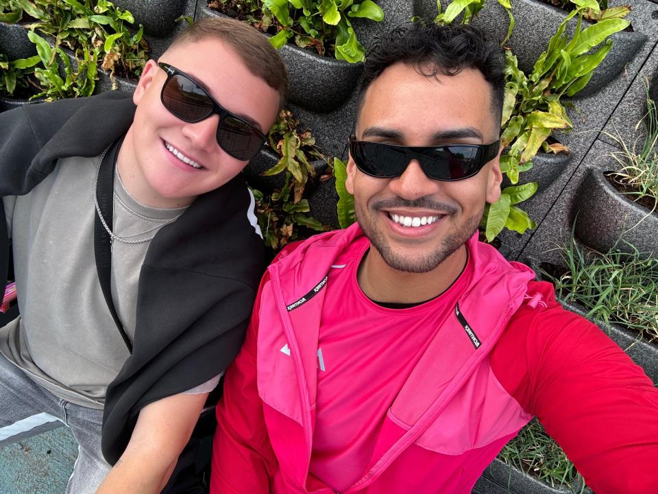 Alvin Christie, 29, from Liverpool, and his friend Connor. (Alvin Christie/PA)