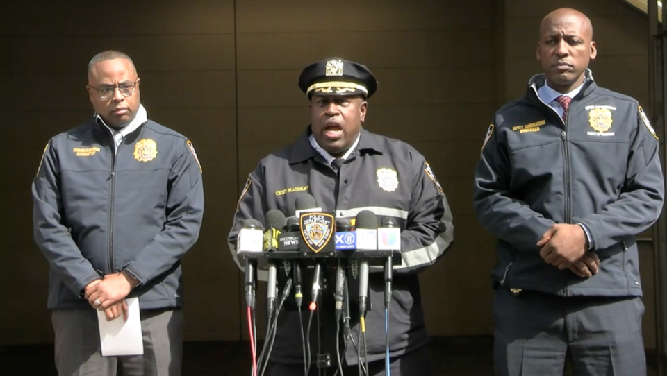 NYPD Chief of Police gives a press conference on 15 March over subway shooting (NYPD)