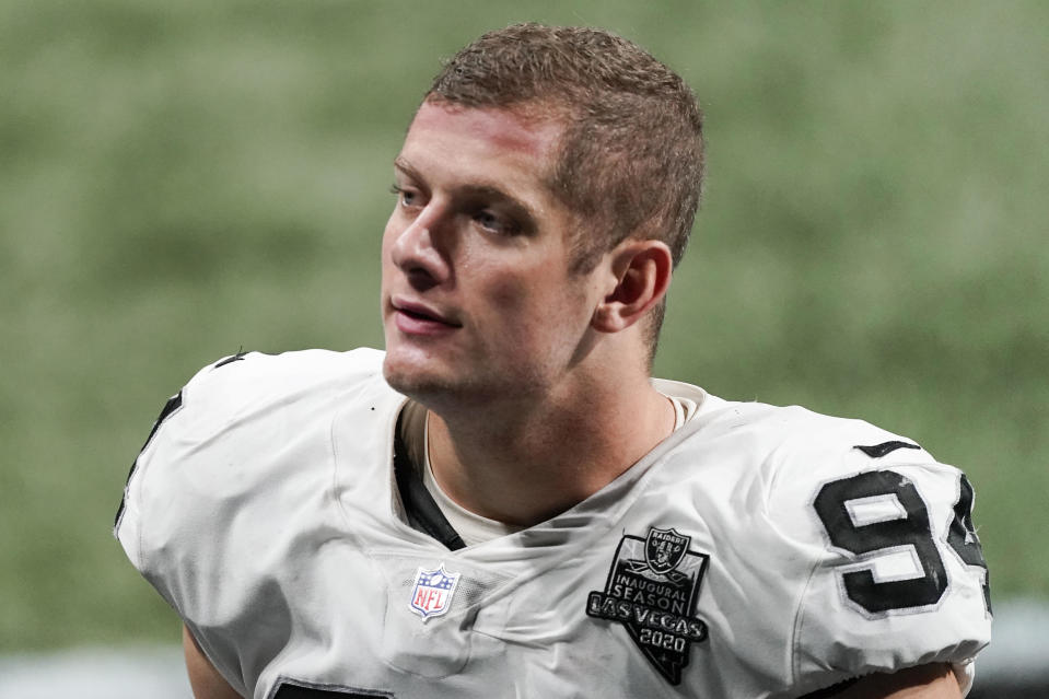 Carl Nassib in 2020. / Credit: John Bazemore / AP