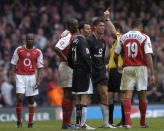 Referee Rob Styles shows the red card to Arsenal's Jose Antonio Reyes in 2005's FA Cup final. (Photo by Rebecca Naden - PA Images/PA Images via Getty Images)