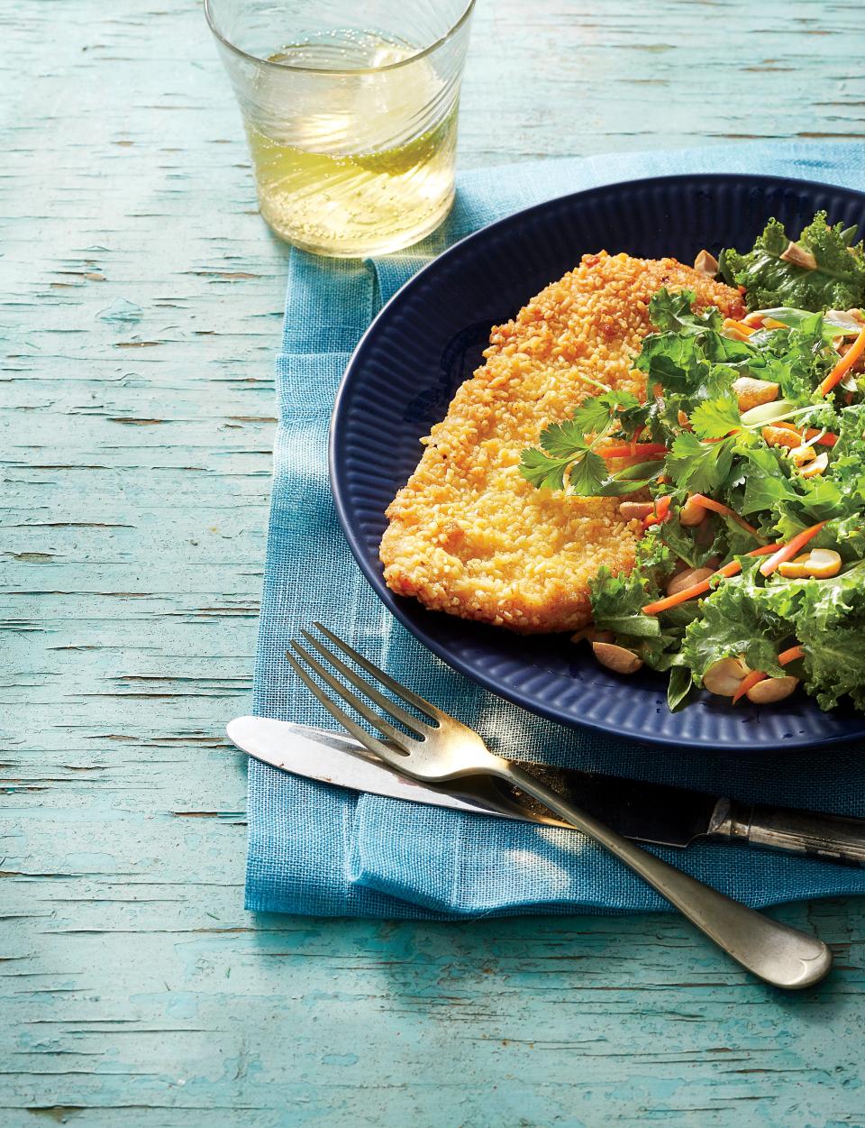 Crispy Ramen-Crusted Chicken with Asian Salad