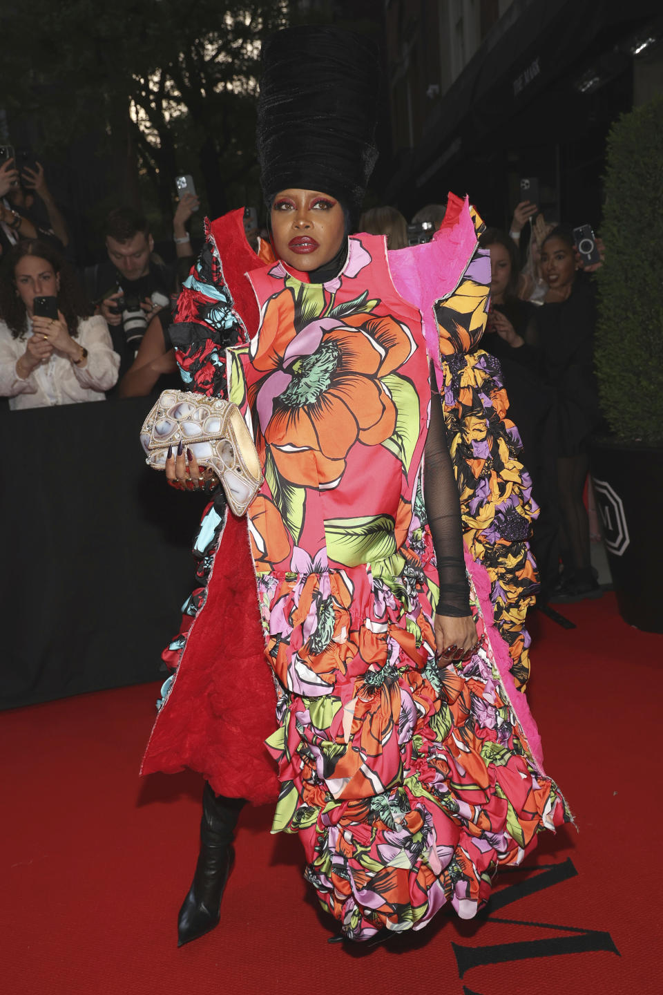 Erykah Badu departs The Mark Hotel prior to attending The Metropolitan Museum of Art's Costume Institute benefit gala celebrating the opening of "Sleeping Beauties: Reawakening Fashion" on Monday, May 6, 2024, in New York. (Photo by CJ Rivera/Invision/AP)