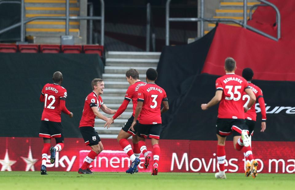 <p>James Ward-Prowse celebrates after scoring a free-kick</p>Getty Images