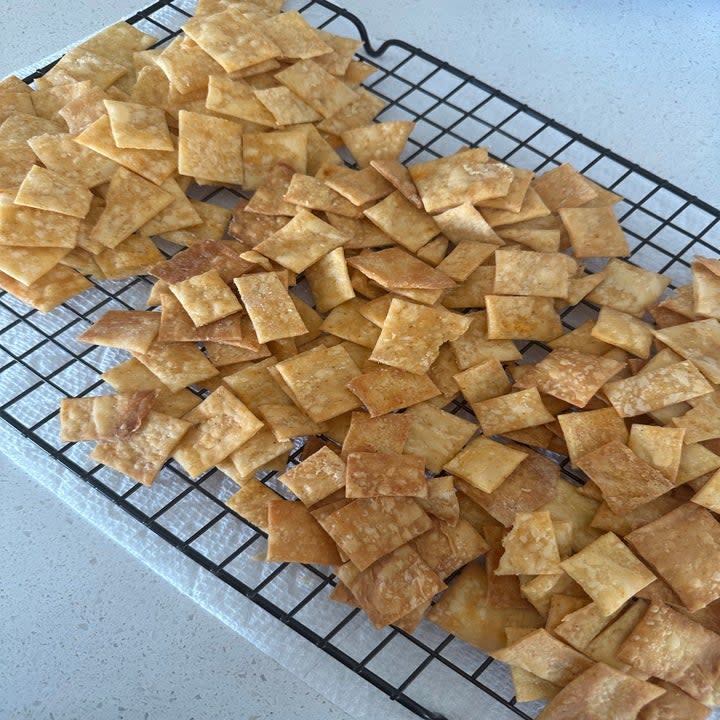 homemade crackers on a cooling rack