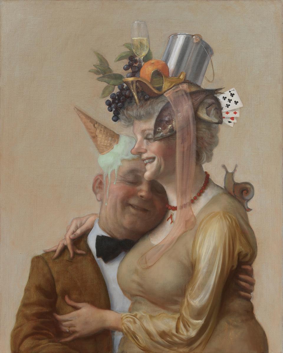 John Currin, Pistachio, 2016. Oil on canvas, 50 x 40 in.