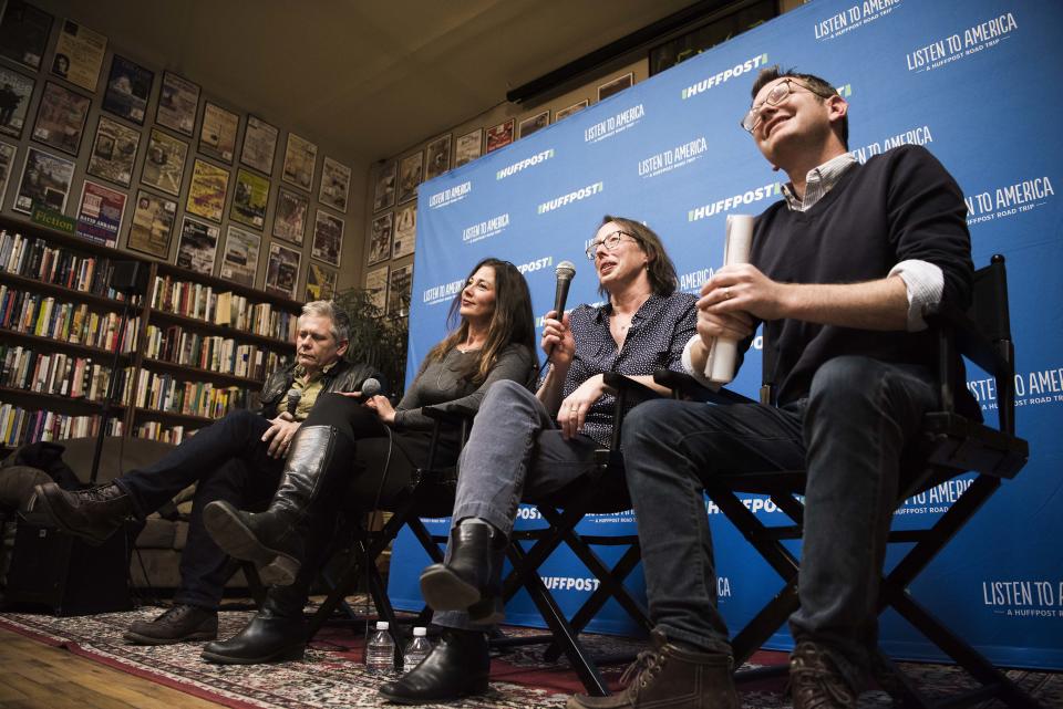 Moderator Greg Veis&nbsp;(far right) sits with panelists Walter Kirn, Seabring Davis and Jamie Harrison Potenberg during the "Please Don't Let Me Be Misunderstood" event at Elk River Books.