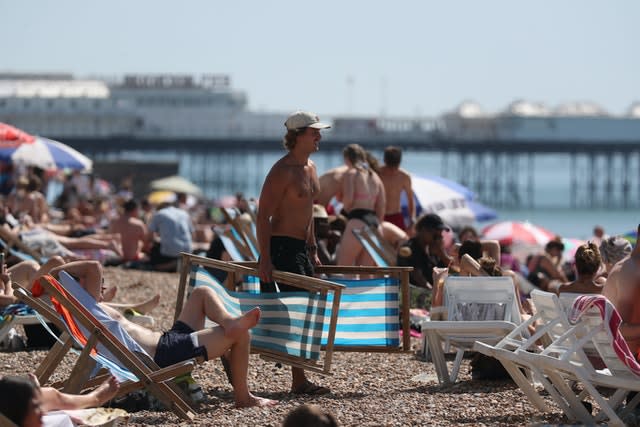 Packed Brighton beach