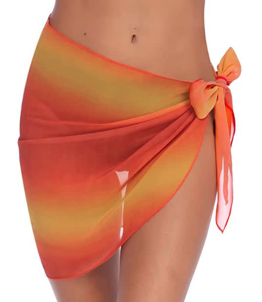 Ekouaer Womens Short Beach Sarong Sheer Chiffon Cover Up Soild