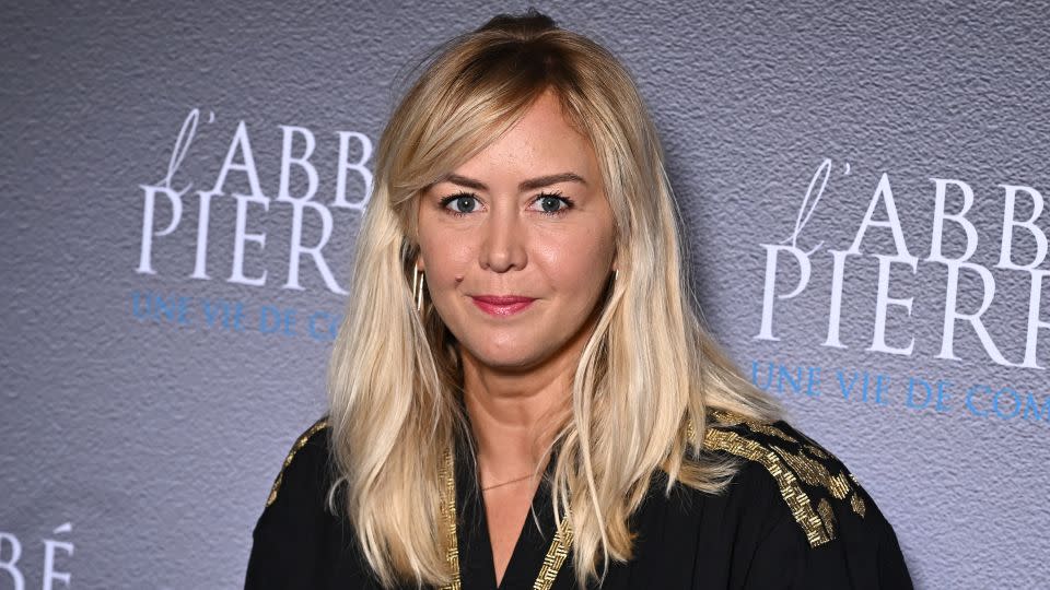 Enora Malagré attends the "L'Abbe Pierre, Une Vie De Combats" premiere on October 10, 2023 in Paris. - Stephane Cardinale/Corbis/Getty Images