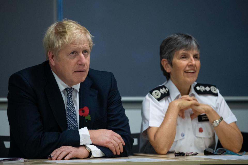 Prime Minister Boris Johnson and Police Commissioner Cressida Dick (PA)