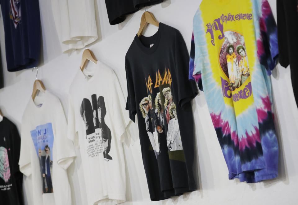 A selection of vintage T-shirts is shown Tuesday at 01 Vintage, 415 N. Main St. Owner Victor Kielman has been collecting vintage clothing and collectibles for the last 4.5 years.