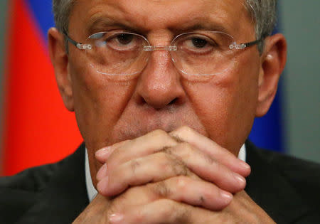 Russian Foreign Minister Sergei Lavrov attends a joint news conference with U.S. Secretary of State John Kerry following their meeting in Moscow, Russia, July 15, 2016. REUTERS/Sergei Karpukhin