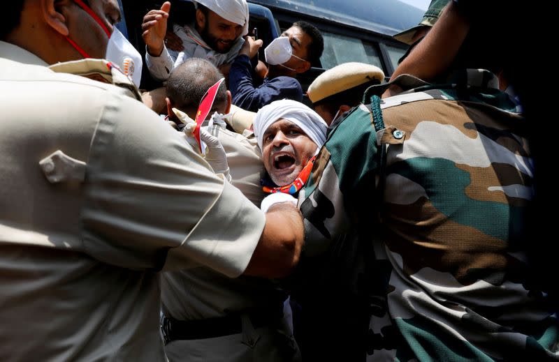 FILE PHOTO: Activists from Swadeshi Jagran Manch protest against China, in New Delhi