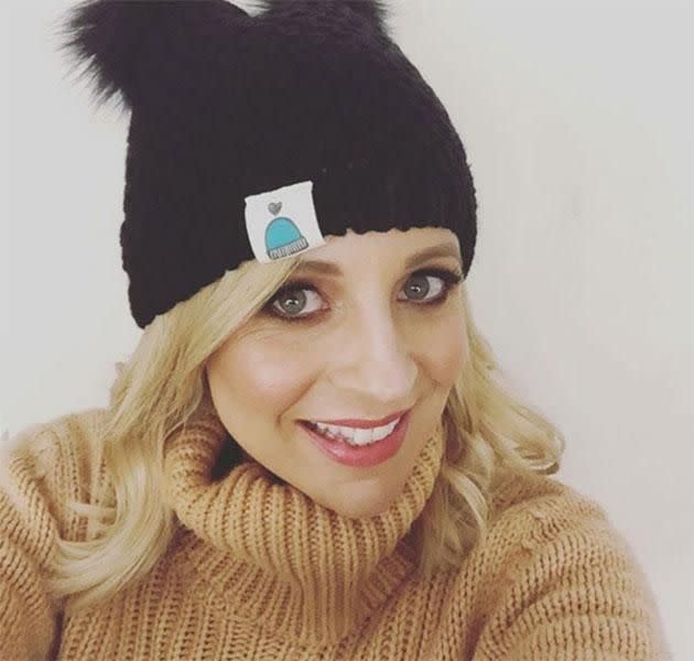 Carrie is raising money through beanies for brain cancer. Source: Instagram