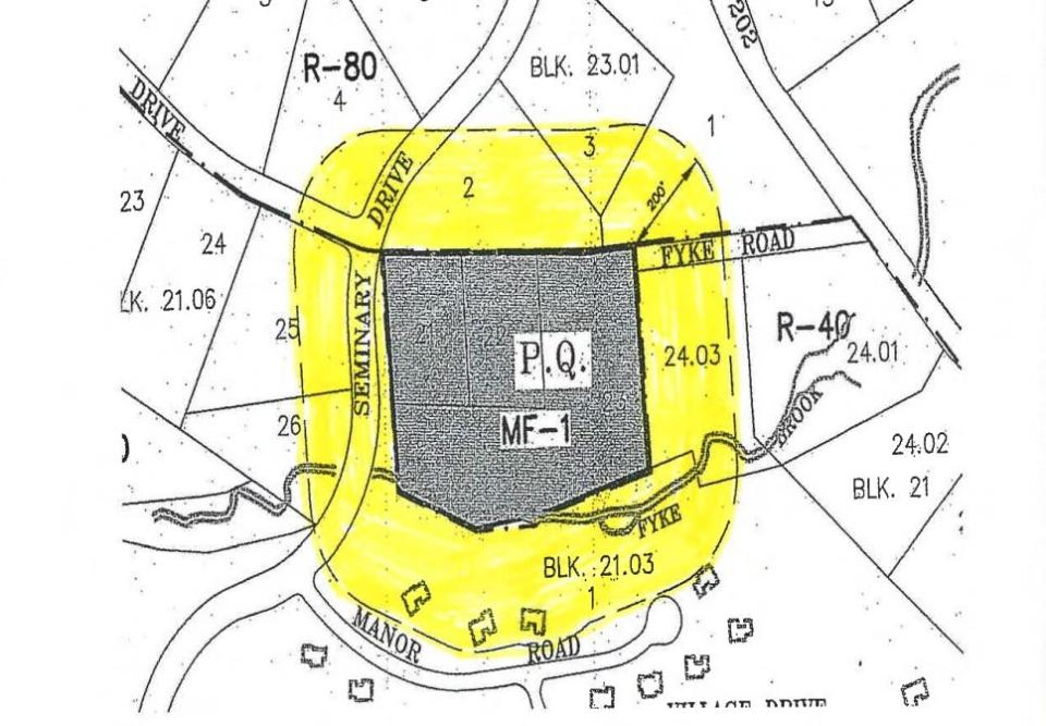 Mahwah residents of the Rio Vista Homeowners Association (yellow) have filed a third lawsuit against the township seeking amendments to the Fyke affordable housing plan (grey).