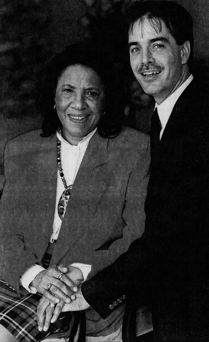 Attorney James Ballinger and his third grade teacher, Belma Lunderman McClaskey, in 1999