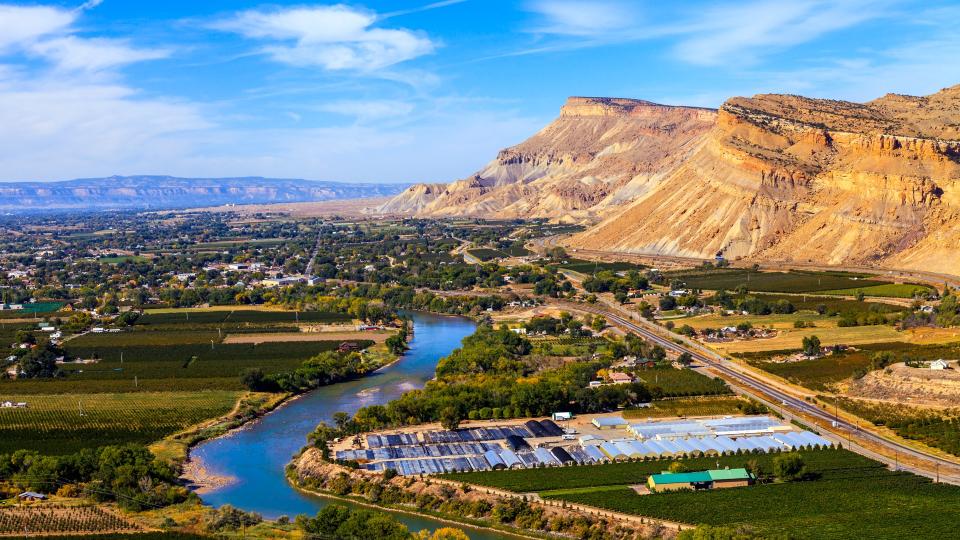 View of Grand Junction, Colorado With the Colorado River - Image.