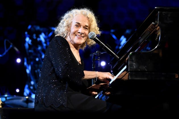 Carole King performs at the 36th Annual Rock & Roll Hall Of Fame Induction Ceremony.   - Credit: Kevin Mazur/Getty Images for The Rock and Roll Hall of Fame