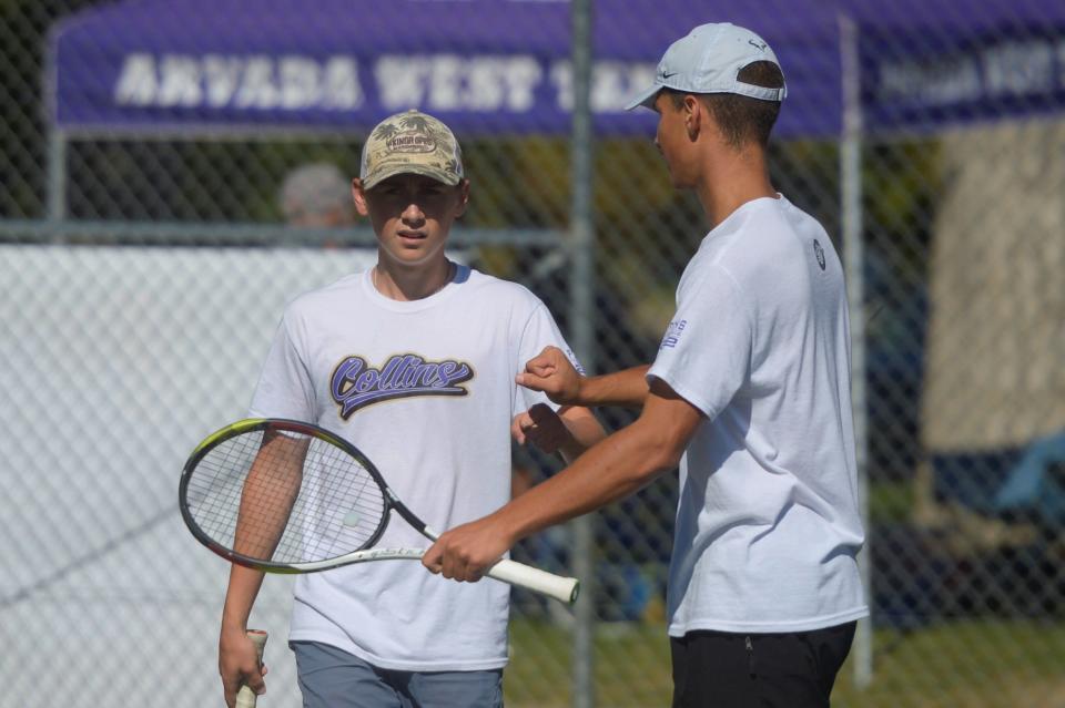 Fort Collins doubles player Jackson Sullivan (left) was one of eight Lambkins to qualify for the 2023 Class 5A boys individual state tennis tournament.