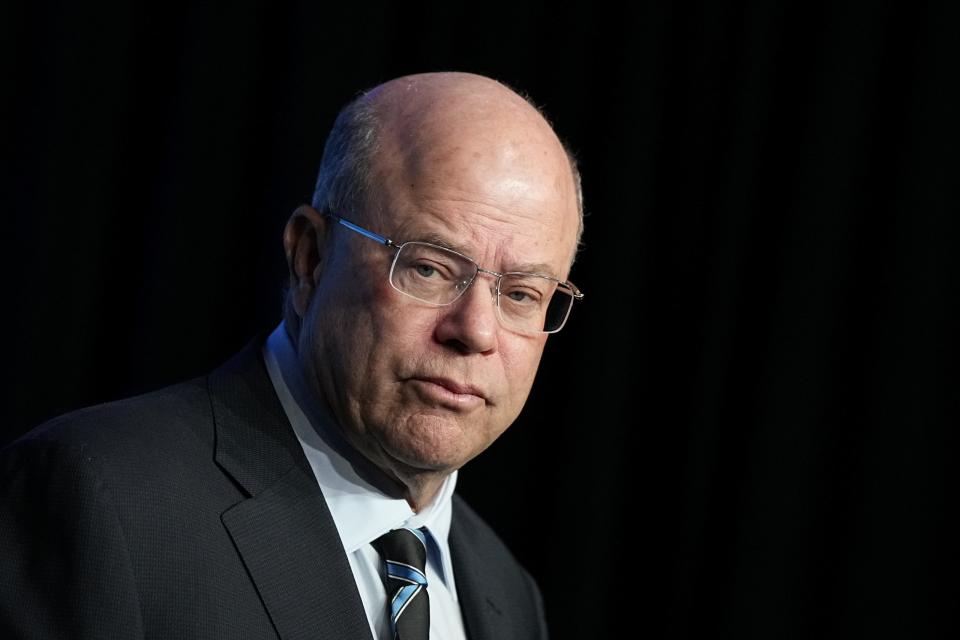 Carolina Panthers owner David Tepper speaks during an NFL football news conference Tuesday, Nov. 28, 2023, in Charlotte, N.C. (AP Photo/Chris Carlson)