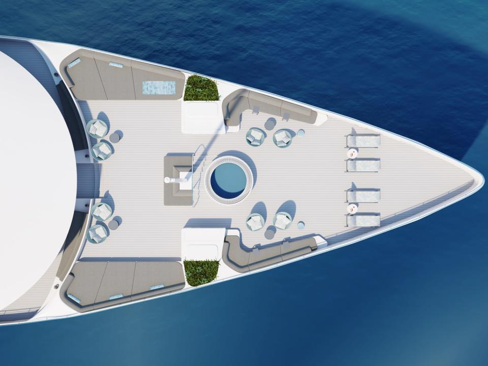 aerial rendering of Emerald Kaia yacht