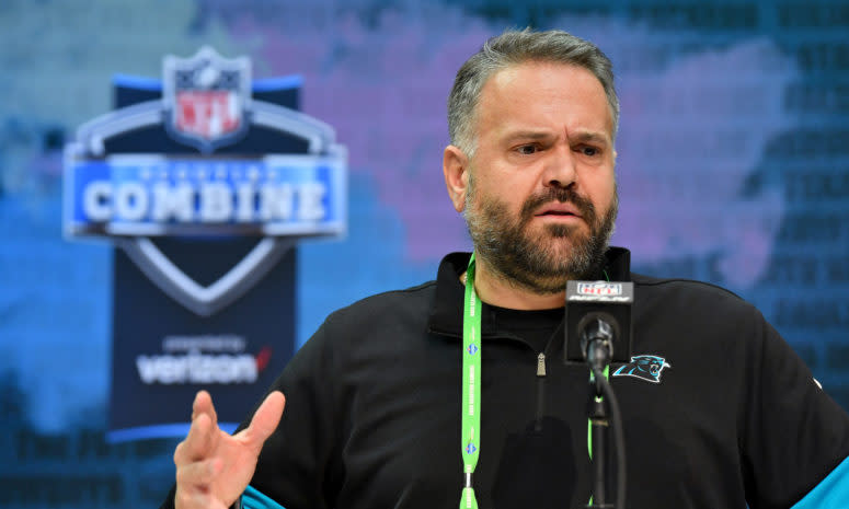 Matt Rhule at the NFL Scouting Combine.