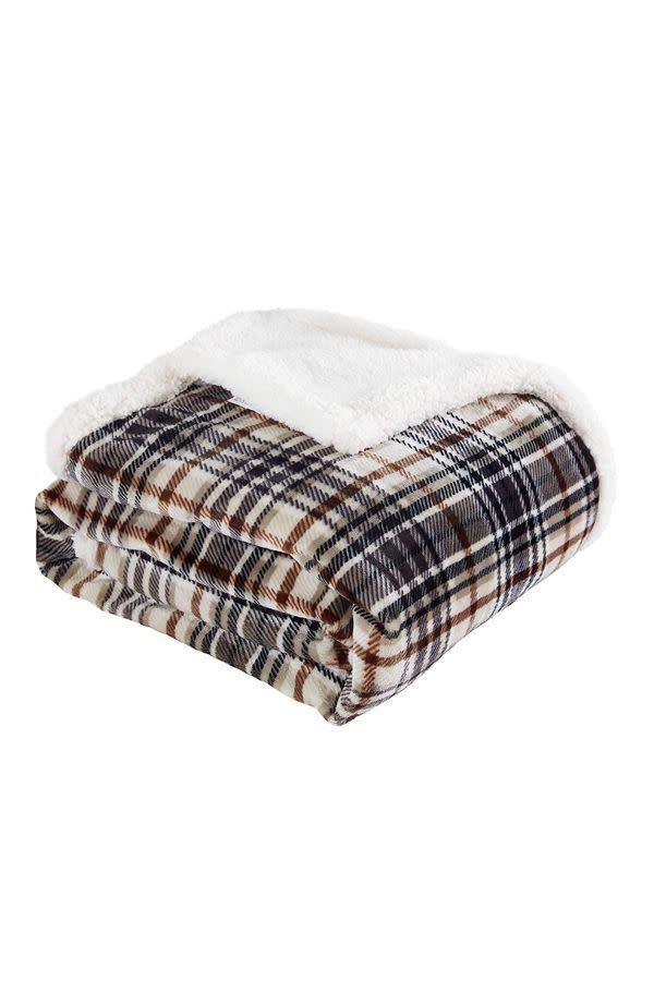 Sherpa Plaid Throw Blanket