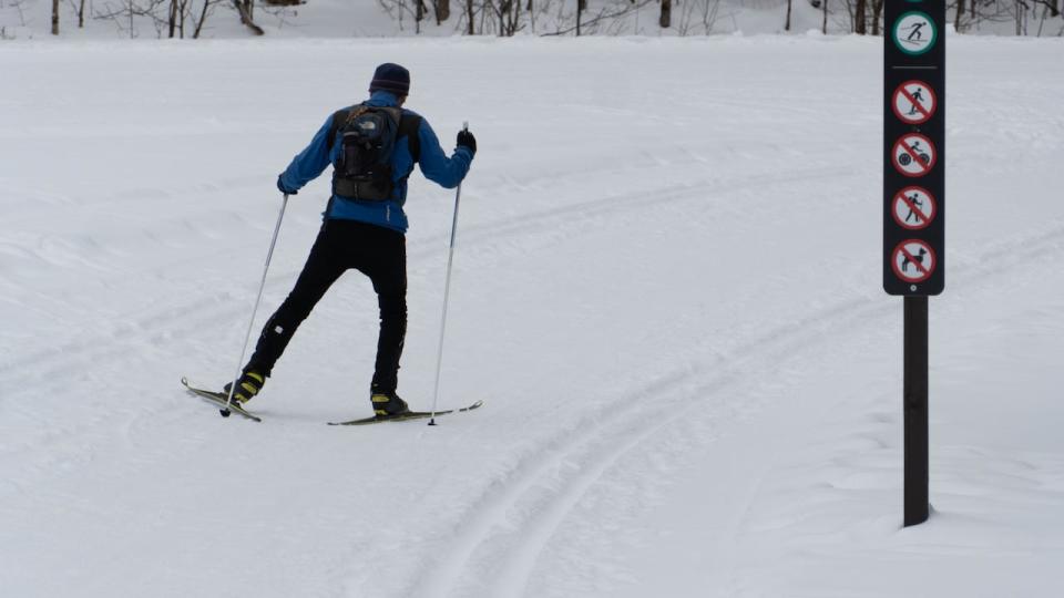 A man travels along a ski trail. Emond says that sometimes bad weather conditions in Ottawa can actually be decent weather conditions up north in Chelsea, Que. where his business operates.