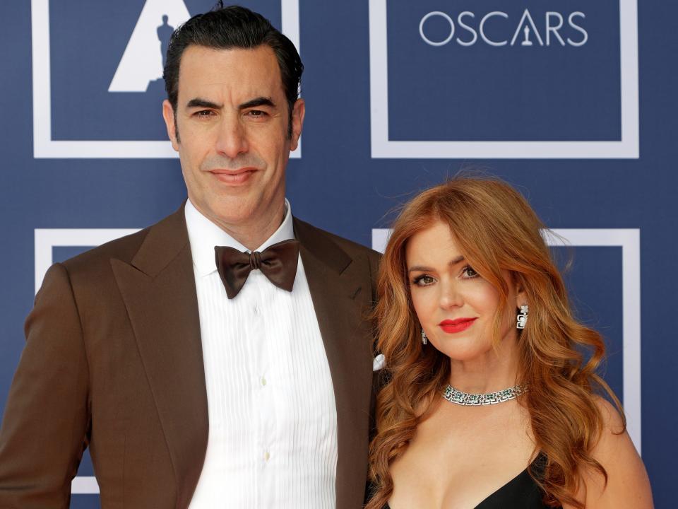 Sacha Baron Cohen and Isla Fisher in April 2021.