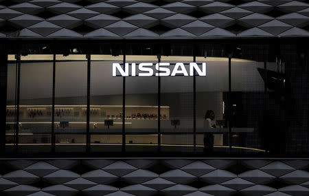 The logo of Nissan Motor Co is seen at its showroom in Tokyo, Japan November 20, 2018. REUTERS/Toru Hanai