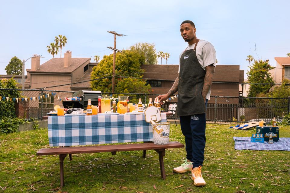 "The season ends and I feel like I get busier," NBA star Damian Lillard says, noting he values the time with his family, giving back to his community and working on music.
