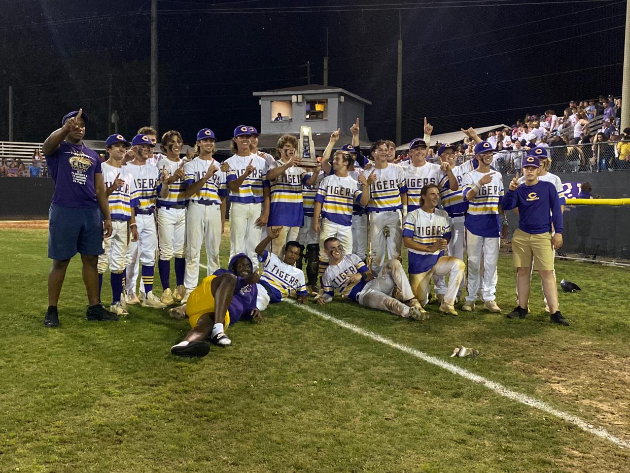 The Columbia Tigers' baseball team captured its first ever region title on May 16 from Columbia High School in Lake City.