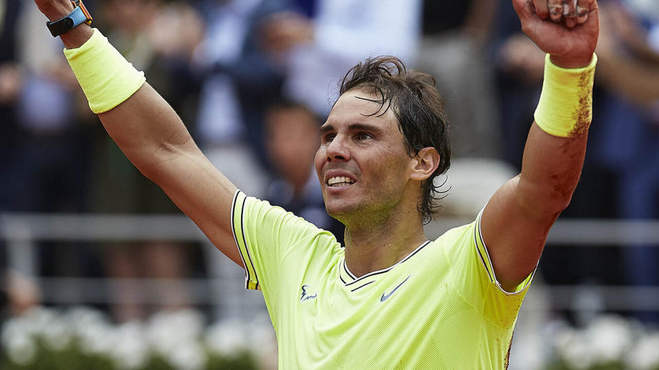 Rafael Nadal celebrates victory. (Photo by Quality Sport Images/Getty Images)